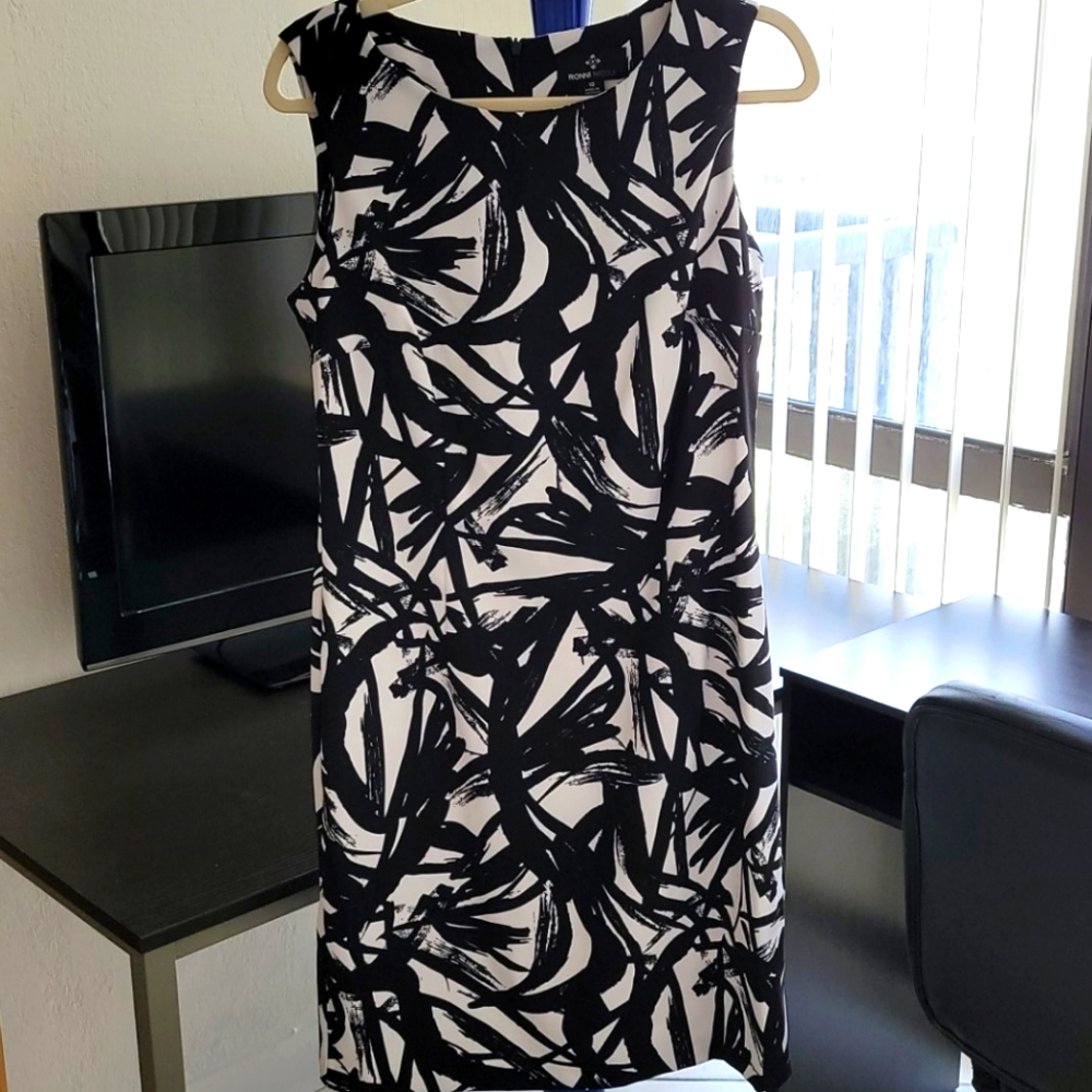 Black and white sheath work dress